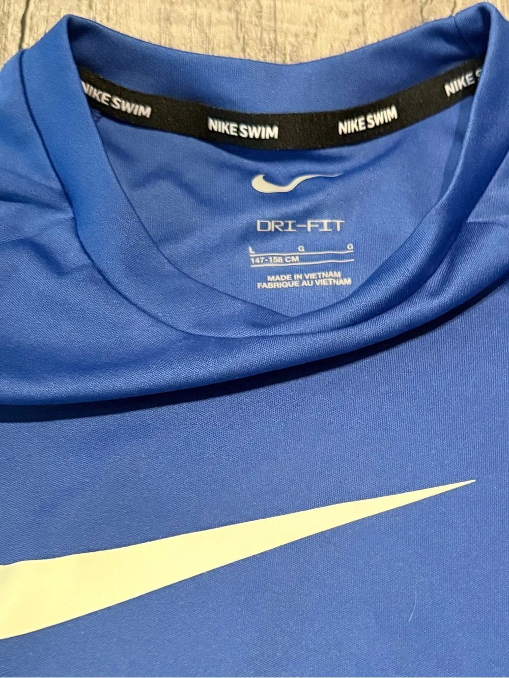 Nike Kids Royal Blue Long-Sleeve Swim Rashguard with White Swoosh